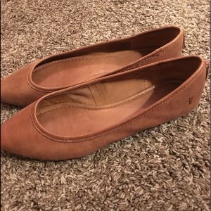 Brown leather Frye flats